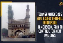 Telangana Records 50 % Excess Rainfall Than Usual In Monsoon, Rain To Continue For Next Two Days IMD Predicts Rainfall In Telangana, Indian Meteorological Department, Mango News, Telangana Heavy Rainfall, telangana rain news today, telangana rainfall, Telangana Rainfall News, Telangana Rains, Telangana rains live updates, telangana rains news, Telangana Rains To Continue, telangana rains updates, Telangana Records 50 % Excess Rainfall Than Usual In Monsoon, Telangana To Witness Heavy Rainfall, Telangana Weather official, Telangana Weather Report