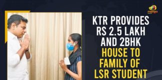 2 BHK Dignity Housing Scheme, 2.5 Lakh And 2BHK House To Family Of LSR Student Who Committed Suicide, 2BHK House To Family Of LSR Student, Aishwarya Reddy, financial assistance to the family of Aishwarya Reddy, INSPIRE scholarship, KTR Provides Rs 2.5 Lakh And 2BHK House To Family Of LSR Student Who Committed Suicide, Lady Shri Ram College, Mango News, Municipal Administration and Urban Development Minister, Shadnagar, Telangana, Telangana 2 BHK Dignity Housing Scheme