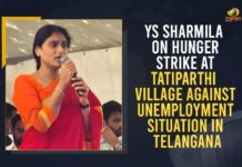 YS Sharmila On Hunger Strike At Tatiparthi Village Against Unemployment Situation In Telangana Hunger Strike Of YS Sharmila, Hunger Strike Of YS Sharmila In Telangana, Mango News, Nirudyoga Nirahara Deeksha, Wanaparthy, YS Sharmila Conducting Nirudyoga Nirahara Deeksha, YS Sharmila Hunger Strike, YS Sharmila Hunger Strike In Telanganan, YS Sharmila Nirudyoga Nirahara Deeksha, YSRTP Chief YS Sharmila, YSRTP Chief YS Sharmila Conducting Nirudyoga Nirahara Deeksha, YSRTP Chief YS Sharmila Conducting Nirudyoga Nirahara Deeksha at Tadipatri Village
