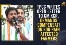 TPCC Writes Open Letter To CM KCR, Demands Compensation For Rain Affected Farmers CM KCR, Mango News, Revanth Reddy Demands Govt to Help Heavy Rain Victims, Revanth Reddy demands Rs 15000 per acre compensation, Revanth Reddy writes open letter to CM KCR, Telangana Chief Minister, Telangana Pradesh Congress Committee, TPCC Chief Revanth Reddy penned to CM KCR, TPCC Demands Compensation For Rain Affected Farmers, TPCC Writes Open Letter To CM, TPCC Writes Open Letter To CM KCR, TRS govt should pay Rs 15K compensation