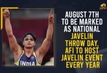 August 7th To Be Marked As National Javelin Throw Day, AFI To Host Javelin Event Every Year AFI decides to mark August 7 every year as National Javelin Day, AFI directs state bodies to host javelin competitions, AFI to celebrate August 7, AFI to conduct javelin throwing competition, AFI To Host Javelin Event Every Year, AFI to mark August 7 as National Javelin Day, August 7th To Be Marked As National Javelin Throw Day, Javelin Event, Mango News, National Javelin Day to be celebrated by AFI, National Javelin Throw Day, Neeraj’s Olympic gold winning day