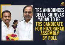 TRS Announces Gellu Srinivas Yadav To Be TRS Candidate For Huzurabad Assembly By Poll CM KCR Announced Gellu Srinivas Yadav as TRS Candidate For Huzurabad, CM KCR Announced Gellu Srinivas Yadav as TRS Candidate For Huzurabad By-elections, Gellu Srinivas Yadav as TRS Candidate, Gellu Srinivas Yadav as TRS Candidate For Huzurabad By-elections, Huzurabad by poll, Huzurabad By-elections, Huzurabad bypoll 2021, Huzurabad bypolls, KCR Announced Gellu Srinivas Yadav as TRS Candidate, Mango News, TRS Candidate For Huzurabad By Boll, TRS Candidate For Huzurabad By-elections