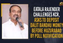 Eatala Rajender Challenges KCR, Asks To Deposit Dalit Bandhu Money Before Huzurabad By Poll Notification CM KCR, Dalit Bandhu Pilot Project, Dalit Bandhu pilot project from Huzurabad, Dalit Bandhu scheme, Dalit Bandhu scheme issue, Eatala Rajender, Eatala Rajender Asks To Deposit Dalit Bandhu Money Before Huzurabad By Poll Notification, Eatala Rajender Challenges KCR, Eatala Rajender Challenges KCR Over Dalit Bandhu, Eatala Rajender dares CM KCR to credit Dalit Bandhu amount, Huzurabad, Huzurabad Assembly by election, Huzurabad by elections, Huzurabad bypoll, Mango News