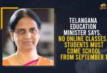 Telangana Education Minister Says, No Online Classes, Students Must Come School From September 1 College Reopening Live Updates, College Reopening Live Updates 2021, Mango News, No Online Classes Students Must Come School From September 1, Sabitha Indra Reddy, Telangana Education Minister, Telangana Education Minister Sabitha Indra Reddy, Telangana Education Minister Says No Online Classes Students Must Come School From September 1, Telangana Government, Telangana No online classes, telangana school reopening, telangana school reopening News