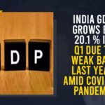 GDP grows by record 20.1% in first quarter, GDP growth jumps to 20.1 pc in Q1, Gross Domestic Product, India GDP Grows By 20.1 % I, India GDP Grows By 20.1 % In Q1, India GDP Grows By 20.1 % In Q1 Due To Weak Base Last Year Amid COVID-19 Pandemic, India GDP News Updates, India’s GDP grows at record pace of over 20%, Indian economy grows 20.1% in Q1, Mango News, National Statistical Office, Q1 GDP Signals Weaker Sequential Growth Momentum, Q1 growth rate 20.1%