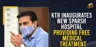KTR, KTR Inaugurates New Sparsh Hospital, KTR Inaugurates New Sparsh Hospital Providing Free Medical Treatment, KTR Inaugurates New Sparsh Hospital Providing Free Medical Treatment To Cancer Patients, KTR Inaugurates Sparsh Hospital, Mango News, Minister KTR inaugurating the new building of Sparsh Hospital, new building of Sparsh Hospital, New Sparsh Hospital, New Sparsh Hospital Providing Free Medical Treatment, New Sparsh Hospital Providing Free Medical Treatment To Cancer Patients, Sparsh Cancer Hospital inaugurated, Sparsh Hospital