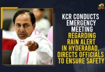 KCR Conducts Emergency Meeting Regarding Rain Alert In Hyderabad, Directs Officials To Ensure Safety CM KCR asks officials to stay alert amid heavy rains, CM KCR Held Review on the Rains Situation in the State From Delhi, CM KCR inquires about heavy rains, Directs Officials To Ensure Safety, Hyderabad Rains, Hyderabad Rains Effected People, KCR, KCR Conducts Emergency Meeting Regarding Rain Alert In Hyderabad, KCR Held Review on the Rains Situation in the State From Delhi, Mango News, Telangana, Telangana cm kcr, Telangana Rains, Telangana rains live updates, telangana rains news, telangana rains updates