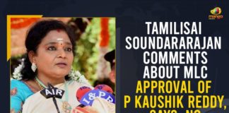 Kaushik Reddy, Kaushik Reddy MLC Post, Mango News, No decision taken on appointment of Kaushik Reddy as MLC, Tamilisai Soundararajan About Kaushik Reddy MLC Post, Tamilisai Soundararajan Book Launch, Tamilisai Soundararajan Comments About MLC Approval, Tamilisai Soundararajan Comments About MLC Approval Of P Kaushik Reddy, Tamilisai Soundararajan Latest News, Tamilisai Soundararajan Press Meet, Tamilisai Soundararajan Says No Decision Taken On Appointment Of Kaushik Reddy As MLC, Telangana Governor Tamilisai Soundararajan, Telangana Govt