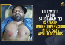 Tollywood Actor Sai Dharam Tej Is Stable Under Supervision In ICU, Says Apollo Doctors Apollo Hospital Releases Health Bulletin on Actor Sai Dharam Tej, Apollo Hospital Releases Health Bulletin on Actor Sai Dharam Tej Health Condition, Chiranjeevi’s nephew actor Sai Dharam Tej injured, Health Bulletin on Actor Sai Dharam Tej Health Condition, Hyderabad, Mango News, Sai Dharam Tej Accident, Sai Dharam Tej Accident News, Sai Dharam Tej Bike Accident, Sai Dharam Tej Health Condition, Sai Dharam Tej injured in a road accident, Sai Dharam Tej Meets With a Road Accident, Tollywood Actor Sai Dharam Tej Is Stable Under Supervision In ICU