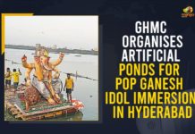 GHMC Organises Artificial Ponds For PoP Ganesh Idol Immersion In Hyderabad , Ban On Ganesh Immersion In Hussain Sagar, Court’s Ban On Ganesh Immersion In Hussain Sagar, Ganesh celebrations, Ganesh Chaturthi, Ganesh Chaturthi 2021, Ganesh Chaturthi Celebrations, Ganesh idols immersion report, Ganesh Immersion In Hussain Sagar, HC Refuses Immersion of PoP Ganesh Idols In Hussain Sagar, immersion of Ganesh idols, Mango News, PoP Ganesh Idols In Hussain Sagar, Report On Ganesh Immersion, Telangana HC, Telangana HC Refuses Immersion of PoP Ganesh Idols In Hussain Sagar