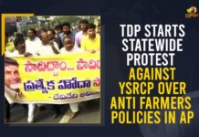 TDP Starts Statewide Protest Against YSRCP Over Anti Farmers Policies In AP Anti Farmers Policies In AP, chandrababu naidu, Mango News, Rythu Kosam Telugu Desam, Statewide Protest Against YSRCP Over Anti Farmers Policies, Statewide Protest Against YSRCP Over Anti Farmers Policies In AP, TDP kicks off protests in support of farmers, TDP National President, TDP Starts Statewide Protest, TDP Starts Statewide Protest Against YSRCP, TDP Starts Statewide Protest Against YSRCP Over Anti Farmers Policies In AP, TDP to stage Rythu Kosam protests, YSRC Party’s anti farmer policies