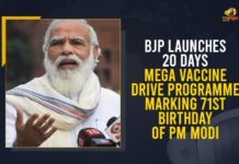 BJP Launches 20 Days Mega Vaccine Drive Programme Marking 71st Birthday Of PM Modi 20 Days Mega Vaccine Drive Programme, 20 Days Mega Vaccine Drive Programme Marking 71st Birthday Of PM Modi, 71st Birthday Of PM Modi, As PM Modi Turns 71 Centre Eyes Vaccination Record, BJP Launches 20 Days Mega Vaccine Drive Programme, BJP Launches 20 Days Mega Vaccine Drive Programme Marking 71st Birthday Of PM Modi, BJP to run special campaign on PM Modi’s birthday, BJP’s mega plan for PM Modi’s 71st birthday, Mango News, Mega Vaccine Drive Programme, Mega vaccine drive today, PM Modi Turns 71