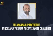 Bandi Sanjay accepts White Challenge, Bandi Sanjay Kumar Accepts White Challenge, Bandi Sanjay to undergo drug analysis tests, BJP Telangana President, drug culture allegations, Konda Vishweshwar Reddy, Konda Vishweshwara, Mango News, Revanth Reddy, Telangana BJP President Bandi Sanjay Kumar, Telangana BJP President Bandi Sanjay Kumar Accepts White Challenge, White Challenge