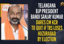 Telangana BJP President Bandi Sanjay Kumar Dares CM KCR To Quit If TRS Loses Huzurabad By Election Bandi Sanjay Kumar, BJP President Bandi Sanjay Kumar Dares CM KCR To Quit, CM KCR, Etela Rajender, Huzurabad, Huzurabad Assembly by election, huzurabad by election 2021, huzurabad by election campaign, Huzurabad by poll, Huzurabad by-election, huzurabad bypoll date, huzurabad bypoll election, Huzurabad bypolls, Telangana BJP President, Telangana BJP President Bandi Sanjay Kumar, Telangana BJP President Bandi Sanjay Kumar Dares CM KCR To Quit If TRS Loses Huzurabad By Election