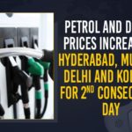 constant rise in petrol prices, fuel price hike, Fuel Prices Today, Fuel Retailers, Hyderabad, Latest Breaking News 2021, Major Metro Cities, Mango News, Petrol and Diesel Price, Petrol and Diesel Price Today, petrol and diesel prices, Petrol And Diesel Prices Continue To Rise, Petrol And Diesel Prices Continue To Rise Cross 100 Mark In Major Metro Cities, Petrol Prices Continues To Increase, Petrol Prices Hike, Petrol Prices Hiked, Petrol Prices Hyderabad, Petrol Prices Mumbai