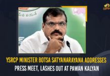 YSRCP Minister Botsa Satyanarayana Addresses Press Meet, Lashes Out At Pawan Kalyan YSRCP Minister Botsa Satyanarayana Addresses Press Meet, YSRCP Minister Lashes Out At Pawan Kalyan, Mango News, Latest Breaking news 2021, Political News 2021, YSRCP Minister Botsa Satyanarayana, Botsa Satyanarayana Press Meet About Pawan Kalyan, Pawan Kalyan, President of JanaSena Party Pawan Kalyan, JanaSena Chief allegations against YSRCP, Botsa Satyanarayana, Nellore Municipal Corporation