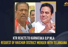 KTR Reacts To Karnataka BJP MLA Request Of Raichur District Merger With Telangana BJP MLA Request Of Raichur District Merger With Telangana, BJP MLA wants Raichur to be merged with Telangana, Karnataka BJP MLA, KTR, KTR Reacts To Karnataka BJP MLA Request Of Raichur District Merger With Telangana, Mango News, Merge My Constituency In Telangana, Merge Raichur with Telangana, Merge Raichur with Telangana says Karnataka BJP MLA, Minister KTR, Raichur district, Raichur merges with Telangana, Shivraj Patil, Telangana Government