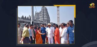 Chief Minister of Telangana, CM KCR Tours Yadadri Temple, Inauguration Date Of Yadadri Temple, KCR Conducts Aerial Survey And Offers Prayers, KCR To Announce Inauguration Date Of Yadadri Temple, Likely To Announce Inauguration Date Of Temple, Mango News, Telangana Chief Minister, Telangana CM KCR Tours Yadadri Temple, Yadadri Temple Inauguration, Yadadri Temple Inauguration Date, Yadadri Temple Inauguration News, Yadadri Temple Renovation Works, Yadadri Temple work