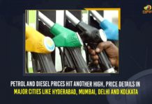 Petrol And Diesel Prices Hit Another High, Price Details In Major Cities Like Hyderabad, Mumbai, Delhi And Kolkata constant rise in petrol prices, Delhi And Kolkata, fuel price hike, Fuel Prices Today, Fuel Retailers, Hyderabad, Latest Breaking News 2021, Mango News, Mumbai, Petrol and Diesel Price, Petrol and Diesel Price Today, petrol and diesel prices, Petrol And Diesel Prices Continue To Rise, Petrol And Diesel Prices Hit Another High, Petrol And Diesel Prices Increase In Hyderabad, Petrol Prices Continues To Increase, Petrol Prices Hike, Petrol Prices Hiked, Price Details In Major Cities Like Hyderabad