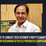 Election Commission of India, Huzurabad, Huzurabad Assembly constituencies, huzurabad by election 2021, Huzurabad by-election, Huzurabad bypolls, Huzurabad Election Campaign, Mango News, Telangana news, TRS, TRS Latest News, TRS Plans To Conduct 25th October’s Party Plenary Meeting In Huzurabad, TRS Plans To Conduct 25th October’s Party Plenary Meeting In Huzurabad After ECI Prohibited Campaign, trs plenary meeting