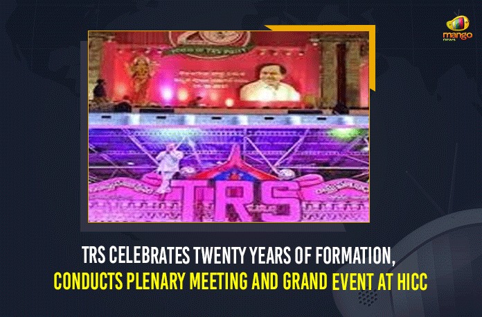 TRS Celebrates Twenty Years Of Formation, Conducts Plenary Meeting And Grand Event At HICC #KCR, CM KCR to be Elected as Party Chief Again, KCR set to emerge party president, Mango News, Stage set for TRS plenary today, TRS Party, TRS Party News, TRS Party Plenary Today, TRS Party Updates, TRS Plenary, TRS Plenary Meeting, TRS Plenary News, TRS plenary on Oct 25, TRS Plenary Updates, TRS plenary will stamp KCR’s complete authority on party, TRS will zoom in on party structure