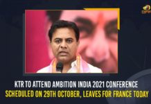 KTR To Attend Ambition India 2021 Conference Scheduled On 29th October, Leaves For France Today Ambition India Business Forum, Ambition India Business Forum-2021, France invites KTR to Ambition India Business Forum, KTR, KTR leaves for France to attend Ambition India 2021 conference, KTR leaves for Paris, KTR leaves for Paris to address Ambition India Business Forum, KTR’s Team Went to France to Participate in Ambition India Business Forum, Mango News, Telangana IT Minister KTR, Telangana IT Minister KTR’s Team Went to France, Telangana IT Minister KTR’s Team Went to France to Participate in Ambition India Business Forum-2021
