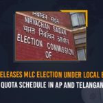 AP Local Bodies Quota MLC Elections, Biennial Elections to 11 sitting members of Andhra Pradesh, ECI Released Schedule for Local Bodies Quota MLC Elections, ECI Released Schedule for Local Bodies Quota MLC Elections in Telangana, ECI Released Schedule for Local Bodies Quota MLC Elections in Telangana and AP, Local Bodies Quota MLC Elections, Mango News, MLC polls under MLA quota, Schedule for Local Bodies Quota MLC Elections, Schedule for Local Bodies Quota MLC Elections in Telangana, Telangana Local Bodies Quota MLC Elections