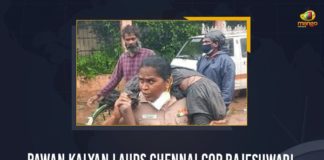 andhra pradesh, Chennai Cop Rajeshwari, Chennai lady cop carries unconscious mab, Chennai lady cop carries unconscious man, Janasena Chief Pawan Kalyan, pawan kalyan, Pawan Kalyan appreciates Tamil Nadu inspector Rajeshwari, Pawan Kalyan Lauds Chennai Cop Rajeshwari For Rescuing, Pawan Kalyan Lauds Chennai Cop Rajeshwari For Rescuing Man’s Life, President of the JanaSena Party, Rescue personnel help Chennai stay afloat, Saviour in uniform, Tamil Nadu inspector Rajeshwari