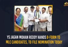 YS Jagan Mohan Reddy Hands B-Form To MLC Candidates, To File Nomination Today 6 YSRCP MLC Candidates Elected Unanimously for MLA Quota MLC Elections, AP CM YS Jagan Handover B Forms to 6 YSRCP MLC Candidates, AP MLC Elections, B Forms to 6 YSRCP MLC Candidates, B-Forms to YSRCP MLC Candidates, CM YS Jagan, CM YS Jagan Hand over B-Forms to YSRCP MLC Candidates, Mango News, MLC Candidates for MLA Quota MLC Elections, YSRCP MLC Candidates, YSRCP MLC Candidates for MLA Quota MLC Elections, YSRCP MLC Candidates Receive B-Forms