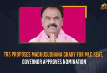 TRS Proposes Madhusudhana Chary For MLC Seat, Governor Approves Nomination Ex-Speaker Madhusudhana Chary, Ex-Speaker Madhusudhana Chary Elected as MLC, Ex-Speaker Madhusudhana Chary Elected as MLC Under Governor Quota, KCR finalises six MLC nominees, Madhusudhana Chary, Madhusudhana Chary Elected as MLC, Madhusudhana Chary Elected as MLC Under Governor Quota, Mango News, MLC post under governor’s quota, MLC Under Governor Quota, telangana governor, Telangana MLC