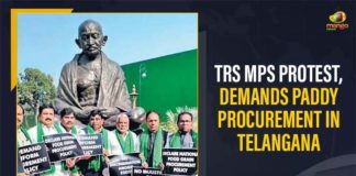 Demands Paddy Procurement, Mango News, MPs protest in Lok Sabha demanding paddy Procurement, Paddy procurement In Telangana, Paddy procurement issue, Telangana, Telangana paddy procurement, TRS disrupts parliament for third day over paddy, TRS MPs demand uniform procurement policy, TRS MPs Protest, TRS MPs Protest Demands Paddy Procurement In Telangana, TRS MPs protest in Lok Sabha demanding paddy Procurement, TRS MPs Protest Over Paddy Procurement Issue
