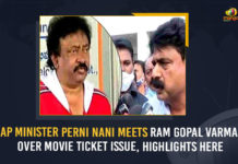 AP Minister Perni Nani Meets Ram Gopal Varma Over Movie Ticket Issue, Highlights Here AP Minister Perni Nani Meets Ram Gopal Varma Over Movie Ticket Issue, Highlights Here, Minister Perni Nani, Director Ram Gopal Varma, Movie Tickets Issue In AP, Director RGV, AP Minister Perni Nani, Andhra Pradesh, Andhra Pradesh Ticket Issues, Tollywood Ram Gopal Varma, Ram Gopal Varma, AP Minister, Minister Perni Nani, Perni Nani, Jagan Mohan Reddy, CM YS Jagan Mohan Reddy, Director RGV, Ticket Price issue, Movie Ticket Issue, Cinema Ticket Issue, movie tickets, Tollywood Live Updates, Tollywood News, Movie News, Movie Updates, Mango News, Highlights Here,