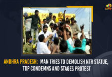 Andhra Pradesh: Man Tries To Demolish NTR Statue, TDP Condemns And Stages Protest Andhra Pradesh: Man Tries To Demolish NTR Statue, TDP Condemns And Stages Protest