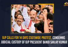 BJP Calls For 14 Days Statewide Protest, Condemns Judicial Custody Of BJP President Bandi Sanjay Kumar BJP Plans Protest March Privilege Motion Against Telangana Govt, Mango News, Nadda says Telangana BJP chief arrest murder of democracy, Nadda to visit Hyderabad today to protest against arrest of Telangana BJP chief, President Bandi Sanjay, Telangana BJP, Telangana BJP Chief Bandi Sanjay Arrested, Telangana BJP to Conduct Candlelight Rally, Telangana BJP to Conduct Candlelight Rally Today, Telangana BJP to Conduct Candlelight Rally Today to Protest the Arrest of State President Bandi Sanjay, Telangana State BJP president Bandi Sanjay sent to 14 days