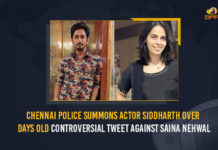 Chennai Police Summons Actor Siddharth Over Days Old Controversial Tweet Against Saina Nehwal Chennai Police Summons Actor Siddharth Over Days Old Controversial Tweet Against Saina Nehwal, Chennai Police Summons Actor Siddharth, Chennai Police Summons Hero Siddharth, Old Controversial Tweet Against Saina Nehwal, Tamil Nadu Police Summons Actor Siddharth Over Days Old Controversial Tweet Against Saina Nehwal, Actor Siddharth has been summoned by the Greater Chennai Police, the Greater Chennai Police, Chennai Police Summons Actor Siddharth Over His Old Controversial Tweet, Chennai Police, Tamil Nadu Police, Hero Siddharth Summoned By Chennai Police, Actor Siddharth Over Days Old Controversial Tweet Against Saina Nehwal, Tamil star Hero Siddharth summoned by Chennai Police, Actor Siddharth Controversial Tweet Against Saina Nehwal, Saina Nehwal, Actor Siddharth, Hero Siddharth, Mango News,