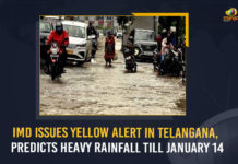 IMD Issues Yellow Alert In Telangana, Predicts Heavy Rainfall Till January 14 IMD Issues Yellow Alert In Telangana, Predicts Heavy Rainfall Till January 14, IMD Issues Yellow Alert In Telangana, Predicts Heavy Rainfall Till January 14, IMD Issues Yellow Alert, Heavy Rainfall Till January 14, Telangana, Telangana Latest News, Telangana Live Updates, Telangana Weather, Telangana Weather News, Telangana Weather Live Updates, Telangana rains, Telangana rains Latest Updates, Weather update, Telangana Weather update, Mango News, IMD predicts heavy rains in Telangana, heavy rains in Telangana, rains in Telangana, Telangana weather report, telangana weather updates,