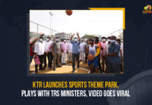 KTR Launches Sports Theme Park, Plays With TRS Ministers, Video Goes Viral KTR Launches Sports Theme Park Plays With TRS Ministers Video Goes Viral, KTR Launches Sports Theme Park, Sports Theme Park In Hyderabad, Minister KTR Plays With TRS Ministers, Minister KTR Plays With TRS Ministers In Sports Theme Park, KTR Plays With TRS Ministers Video Goes Viral In Social Media, Minister Of Information Technology and Municipal Administration of Telangana, sports theme park in Suraram, sports theme park in Telangana, KT Rama Rao, KT Rama Rao Minister Of Information Technology, KTR played cricket with other leaders and TRS officials In Sports Theme Park, Mango News, Sports Theme Park,