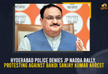 Hyderabad Police Denies JP Nadda Rally, Protesting Against Bandi Sanjay Kumar Arrest BJP National President JP Nadda, Hyderabad Police Denies JP Nadda Rally, Hyderabad Police Denies JP Nadda Rally Protesting Against Bandi Sanjay Kumar Arrest, Hyderabad police denies permission for BJP chief JP Nadda, JP Nadda, JP Nadda in Hyderabad to protest Bandi Sanjay’s arrest, Mango News, Police denies permission for BJP’s peace rally in Hyderabad, Police Deny Permission For BJP National President, Telangana BJP Chief Arrest