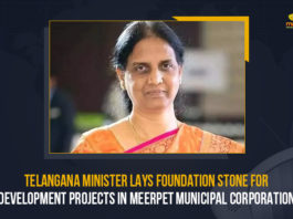 Telangana Minister Lays Foundation Stone For Development Projects In Meerpet Municipal Corporation, Development Projects In Meerpet Municipal Corporation, Sabitha Indra Reddy Lays Foundation Stone For Development Projects In Meerpet Municipal Corporation, Sabitha Indra Reddy, Education Minister of Telangana, Education Minister of Telangana led the foundation stone for several development projects, Meerpet Municipal Corporation, Telangana Education Minister, Mango News, Development Projects In Telangana,