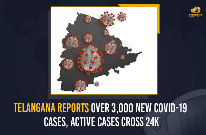 Telangana Reports Over 3000 New COVID-19 Cases Active Cases Cross 24k, Telangana Reports Over 3000 New COVID-19 Cases, 24K Active Cases In Telangana, 24K Active Cases, Telangana Covid-19 Updates, Telangana Covid-19 Live Updates, Telangana Covid-19 Latest Updates, Coronavirus, coronavirus India, Coronavirus Updates, COVID-19, COVID-19 Live Updates, Covid-19 New Updates, Mango News, Omicron Cases, Omicron, Update on Omicron, Omicron covid variant, Omicron variant, 3000 Positive Cases, Telangana Department of Health, Telangana coronavirus, Telangana coronavirus News, Telangana coronavirus Live Updates,