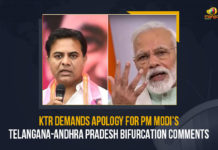 KTR Demands Apology For PM Modi’s Telangana-Andhra Pradesh Bifurcation Comments Telangana,KTR Demands Apology For PM Modi's Telangana-Andhra Pradesh Bifurcation Comments, KTR Demands Apology For PM Modi's Telangana-Andhra Pradesh Bifurcation Comments In Parliament, PM Modi's Telangana-Andhra Pradesh Bifurcation Comments In Parliament, KTR Demands Apology, Telangana-Andhra Pradesh Bifurcation Comments, Working President of Telangana demanded an apology from Narendra Modi, Narendra Modi, Prime Minister of India, KTR, KT Rama Rao, Working President of Telangana, comments of Narendra Modi during the parliament, PM Narendra Modi's remarks on Telangana in Parliament, Mango News,