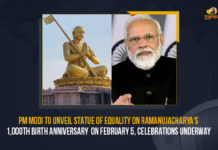 PM Modi To Unveil Statue Of Equality On Ramanujacharya's 1000th Birth Anniversary On February 5 Celebrations Underway, PM Modi To Unveil Statue Of Equality On Ramanujacharya's 1000th Birth Anniversary On February 5, PM Modi To Unveil Statue Of Equality, Narendra Modi, Prime Minister of India, Prime Minister of India is set to inaugurate Statue of Equality in Hyderabad, Ramanujacharya's 1000th Birth Anniversary, Ramanujacharya's Birth Anniversary, Ramanujacharya's 1000th Birth Anniversary On February 5, Prime Minister of India is set to inaugurate Statue of Equality in Hyderabad on the 5th of February, Statue Of Equality Inauguration Event, Statue Of Equality Inauguration Event Latest News, Statue Of Equality Inauguration Event Latest Updates, Statue Of Equality Inauguration Event Live Updates, 216 feet tall statue of 11th-century reformer and Vaishnavite saint Ramanujacharyulu, Statue Of Equality, Mango News, Statue Of Equality Inauguration Event In Telangana, Statue Of Equality Inauguration Event In Shamshabad, Statue of Equality is located in a 45-acre complex at Shamshabad, 45-acre complex, 216 feet tall statue, 216 feet tall statue of Vaishnavite saint Ramanujacharyulu, Vaishnavite saint Ramanujacharyulu, 216 feet tall statue would be a major highlight of Hyderabad,
