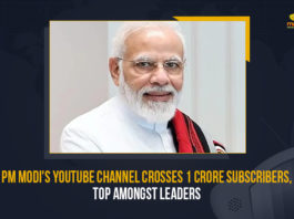PM Modi's YouTube Channel Crosses 1 Crore Subscribers Top Amongst Leaders, PM Modi's YouTube Channel Crosses 1 Crore Subscribers, PM Modi's YouTube Channel Crosses 10 Million Subscribers, 10 Million Subscribers For PM Modi's YouTube Channel, PM Modi's YouTube Channel, PM Narendra Modi's YouTube Crosses 10 Million subscribers, 10 Million subscribers, 1 Crore Subscribers, PM Narendra Modi, Prime Minister Narendra Modi, Prime Minister Of India, Mango News, PM Modi's YouTube Channel, PM Narendra Modi's YouTube Channel, Narendra Modi's YouTube Channel crossed 100 lakh subscribers, 100 lakh subscribers, PM Modi, PM Modi Latest News, PM Modi Latest Updates,
