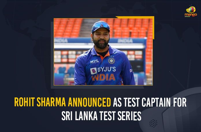 Rohit-Sharma-Announced-As-Test-Captain-For-Sri-Lanka-Test-Series Rohit Sharma Announced As Test Captain For Sri Lanka Test Series, Rohit Sharma Announced As Test Captain, Sri Lanka Test Series, Test Captain For Sri Lanka Test Series, Rohit Sharma, The Board of Control for Cricket in India, Rohit Sharma as the Test Captain for the upcoming Sri Lanka series, Sri Lanka series, white-ball captain, ull-time red ball captain, BCCI, full-time Test captain of the Indian Cricket Team, upcoming Sri Lanka Test series, two Test matches, Cricket, Cricket Latest News, Cricket Latest Updates, Cricket Live Updates, Mango News,Rohit Sharma,