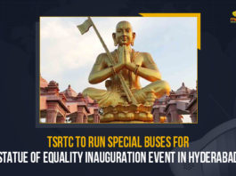 TSRTC To Run Special Buses For Statue Of Equality Inauguration Event In Hyderabad, TSRTC To Run Special Buses For Statue Of Equality Inauguration Event, Statue Of Equality Inauguration Event, Statue Of Equality Inauguration Event Latest News, Statue Of Equality Inauguration Event Latest Updates, Statue Of Equality Inauguration Event Live Updates, Free bus services For Statue Of Equality Inauguration Event, Statue Of Equality Inauguration Event In Hyderabad, Telangana State Road Transport Corporation, 216 feet tall statue of 11th-century reformer and Vaishnavite saint Ramanujacharyulu, Statue Of Equality, Mango News, Statue Of Equality Inauguration Event In Telangana, Statue Of Equality Inauguration Event In Shamshabad, Statue of Equality is located in a 45-acre complex at Shamshabad, 45-acre complex, 216 feet tall statue, 216 feet tall statue of Vaishnavite saint Ramanujacharyulu, Vaishnavite saint Ramanujacharyulu,