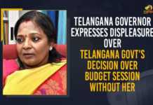 Telangana Governor Expresses Displeasure Over Telangana Govt’s Decision Over Budget Session Without Her Telangana Governor Expresses Displeasure Over Telangana Govt's Decision Over Budget Session Without Her, Telangana Governor Expresses Displeasure Over Telangana Govt's Decision Over Budget Session, Telangana Governor Expresses Displeasure Over Telangana Govt's Decision, Budget Session, Budget Session Without Telangana Governor, Telangana Governor, Governor, Telangana Governor Expresses Displeasure, Telangana Budget Session, Budget Session, Budget Session Latest News, Budget Session Latest Updates, Budget Session Live Updates, Mango News,