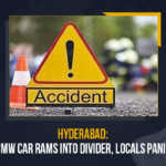 Hyderabad: BMW Car Rams Into Divider, Locals Panic Hyderabad BMW Car Rams Into Divider Locals Panic, BMW Car Rams Into Divider Locals Panic, BMW Car Rams Into Divider, Hyderabad BMW Car Rams Into Divider, BMW Car, BMW Car speeding car rammed into a divider, divider, Telangana, Telangana Latest News, Telangana Latest Updates, another case of accident due to rash driving, rash driving, BMW Car Rams Into Divider Due To rash driving, Mango News,