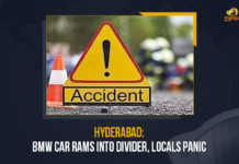 Hyderabad: BMW Car Rams Into Divider, Locals Panic Hyderabad BMW Car Rams Into Divider Locals Panic, BMW Car Rams Into Divider Locals Panic, BMW Car Rams Into Divider, Hyderabad BMW Car Rams Into Divider, BMW Car, BMW Car speeding car rammed into a divider, divider, Telangana, Telangana Latest News, Telangana Latest Updates, another case of accident due to rash driving, rash driving, BMW Car Rams Into Divider Due To rash driving, Mango News,