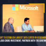 Microsoft To Establish Largest Data Centre In Hyderabad With Rs 15,000 Crore Investment, Partners With TRS Government Data Center in Telangana, Investment of Over Rs 15000 Cr, Largest Data Center, Largest Data Center in Hyderabad, Largest Data Center in Hyderabad with an Investment of Over Rs 15000 Cr, Largest Data Center in Telangana, Mango News, Mango News Telugu, Microsoft, Microsoft to Setup its Largest Data Center, Microsoft to Setup its Largest Data Center in Hyderabad, Microsoft to Setup its Largest Data Center in Hyderabad of Over Rs 15000 Cr, Microsoft to Setup its Largest Data Center in Hyderabad with an Investment of Over Rs 15000 Cr, Microsoft to Setup its Largest Data Center in Telangana, Microsoft to Setup its Largest Data Center with an Investment of Over Rs 15000 Cr, telangana