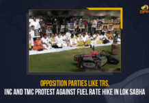 Opposition Parties Like TRS INC And TMC Protest Against Fuel Rate Hike In Lok Sabha, TMC Protest Against Fuel Rate Hike In Lok Sabha, TRS Protest Against Fuel Rate Hike In Lok Sabha, INC Protest Against Fuel Rate Hike In Lok Sabha, Fuel Rate Hike, Protest Against Fuel Rate Hike In Lok Sabha, TRS INC And TMC Protest Against Fuel Rate Hike In Lok Sabha, Fuel Rate Hike In Lok Sabha, Fuel Rate, opposition members of political parties staged a protest during the Lok Sabha session in Delhi, petrol and diesel prices were increased for the 9th time in the past 10 days,, petrol and diesel prices, petrol prices, diesel prices, opposition political parties, Fuel prices Hike, Fuel prices Hike Latest News, Fuel prices Hike Latest Updates, Mango News,